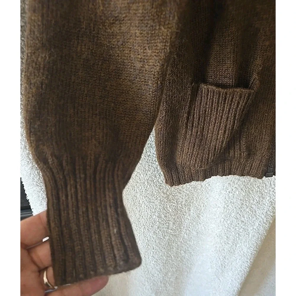 Ansett Pure New Wool Fullzip Cardigan Sweater Dark Brown‎ Tag Says 16 (Fits Med)